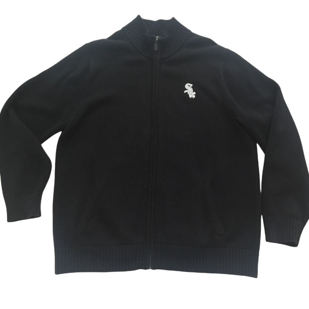 L.L.Bean Black Chicago White Sox Full Zip Sweater Men's XL Regular Cotton